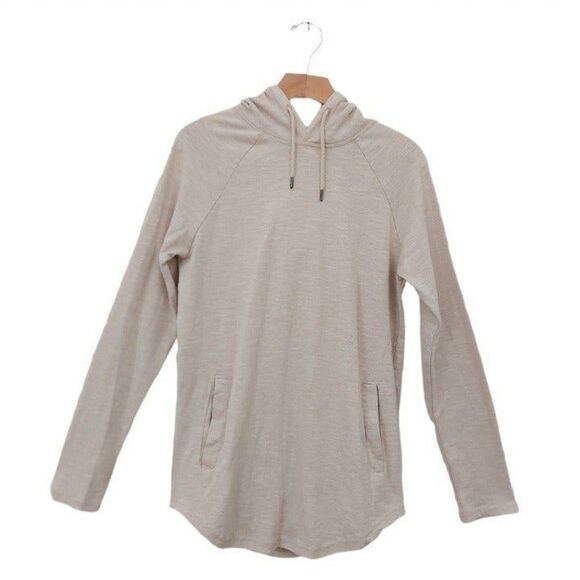 Pacsun Hoodie Womens Small Beige Pullover Scallop Fit Knit Curved Hem Outdoor - Picture 1 of 9